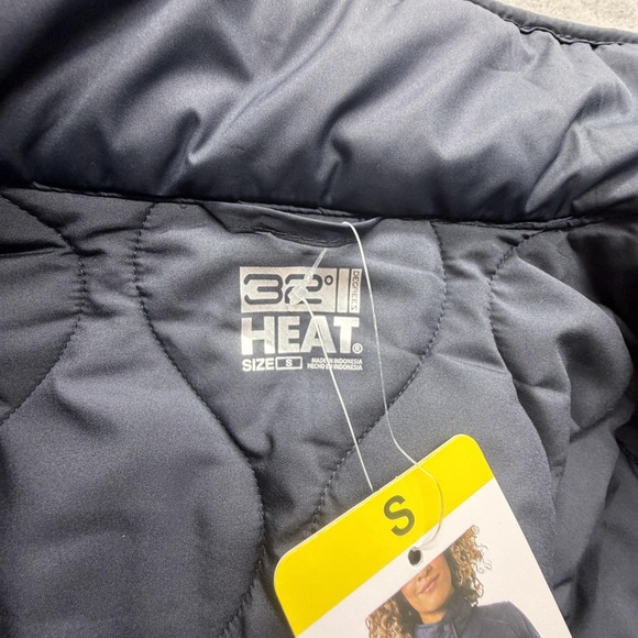 32 Degrees Heat Jacket Womens Small Black Quilted Snap Front Puffer Insulated - Picture 5 of 7